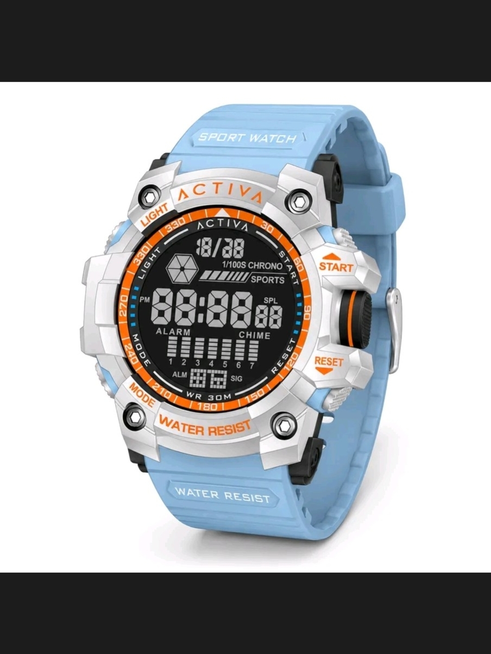 Activa Light Blue Men's Digital Sports Watch - Water Resistant